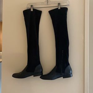 Black Suede and Leather Knee High Boots